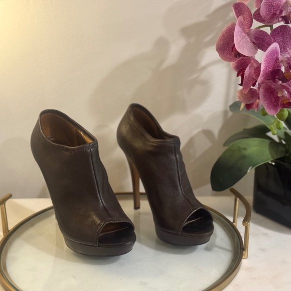 VIA SPIGA Brown Peep-Toe Heel booties - Picture 1 of 3